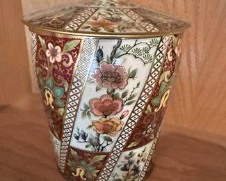 English Floral Folk Art Tin Canister