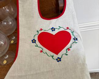 Folk Art Heart Bib Apron