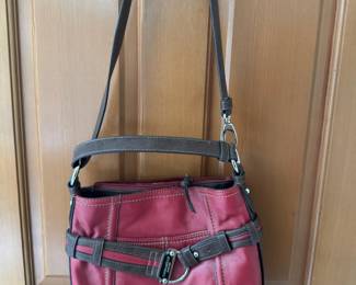 Tignanello Red & Brown Genuine Leather Shoulder Bag
