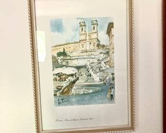 Watercolor Print " Roma Piazza di Spagna e Trinita dei Monti" by Aldo Raimondi