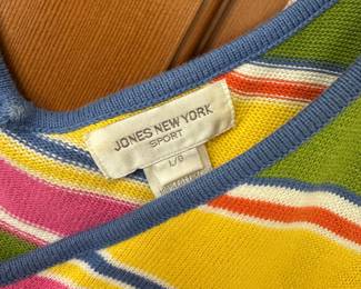 Jones New York Sport Colorful Striped V-Neck 3/4 Long Sleeve – Size Large
