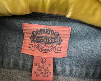 Cambridge Country Store Denim Button Up Long Sleeve with Santa Work Shop Embroidery – Size Large