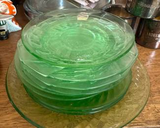 Green Depression Glass Plates