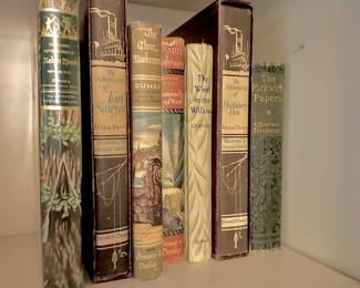 1952 Merry Adventures of Robin Hood by Howard Pyle, 1946 The Adventures of Tom Sawyer by Mark Twain, 1953 The Three Musketeers by Alexandre Dumas, The Swiss Family Robinson By Johann Wyss, 1953 The Wind in the Willows by Kenneth Grahame, 1948 The Adventures Of Huckleberry Finn by Mark Twain, The Pickwick Papers by Charles Dickens