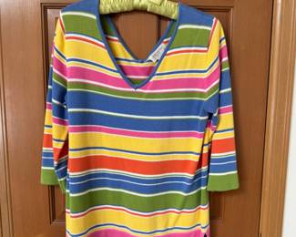 Jones New York Sport Colorful Striped V-Neck 3/4 Long Sleeve – Size Large