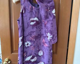 Lonnee Purple Floral Mini Dress with Matching Scarf – Size Medium