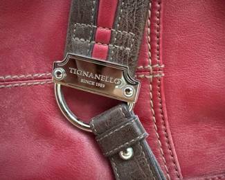 Tignanello Red & Brown Genuine Leather Shoulder Bag