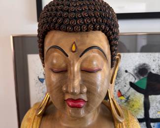 BUDDHA STATUE - 5FT TEAK WOOD HAND CARVED AND PAINTED FROM BALI INDONESIA, $6000 OBO