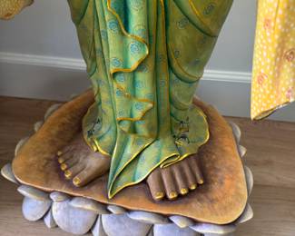 BUDDHA STATUE - 5FT TEAK WOOD HAND CARVED AND PAINTED FROM BALI INDONESIA, $6000 OBO