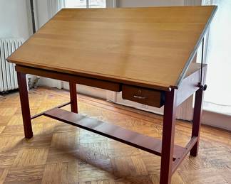 Vintage Hamilton Solid Wood & Metal Adjustable Drafting Table With Large Flat File Drawer
Lot #: 12
