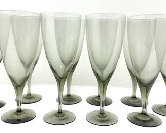 Set 10 Vintage Smoked Glass Champagne Flutes Glasses (Height 8 Inch)
Lot #: 45