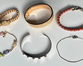 6 Bracelets: Gold Filled Cuff, Sterling Silver With Beads, Sterling Silver Chain & More
Lot #: 136