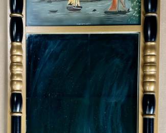 Vintage Limited Edition Federal Split Column Mirror With Eglomise Panel, Painting By R. Carpenter Of
Lot #: 40