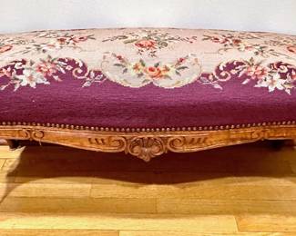 Vintage Solid Carved Wood Bench With Needlepoint Upholstery
Lot #: 3