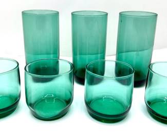 3 Vintage Libby Highball Green Glasses & 4 Anchor Hocking Tumbers
Lot #: 36