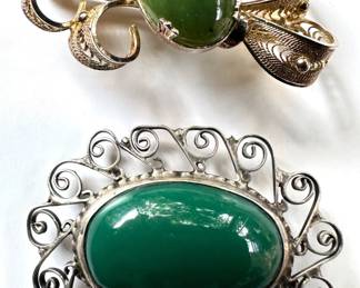 Vintage Sorrento & Sterling Silver From Mexico Pin Brooches With Natural Stones
Lot #: 65
