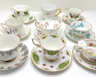 10 Vintage Fine China Tea Cups With Saucers By Royal Albert, Royal Standard, Staffordshire, Tuscan & More
Lot #: 87