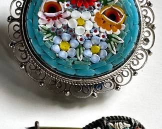 2 Vintage Italian Micro Mosaic Pins, Roses & Guitar
Lot #: 169