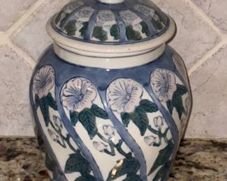 Blue and white can