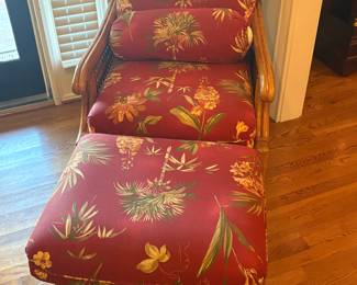 Wicker chair and ottoman