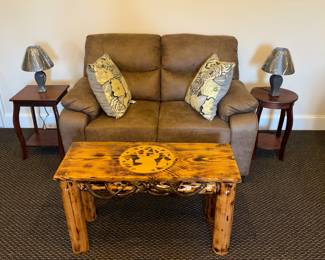 Rustic deer, antler coffee table