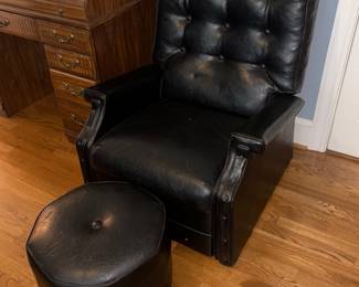 Leather chair with ottoman