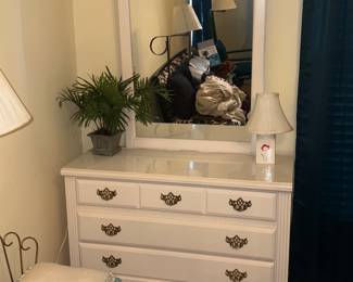 White modern style dresser with mirror