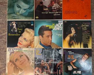 Vintage Vinyl Record Collection featuring albums such as 'When Lights Are Low' by George Shearing, 'Easy to Remember', and more. Each record showcases iconic artists from the 1950s and 1960s. See pictures for more details. Jack Jones Impossible Dream, Jackie Gleason and the list goes on!