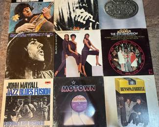 A collection of vintage vinyl records featuring John Mayall's 'Blues Alone', Pointer Sisters' 'Black & White', The 5th Dimension's album, and more. Ideal for collectors and music enthusiasts. See pictures for more details.