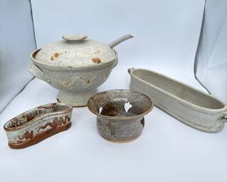 Pottery Soup Tureen with Bread/Crack Server