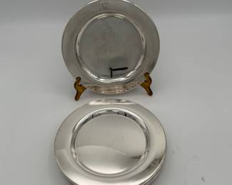 Set of eight (8) WM A Rogers Silverplate Dessert/Appetizer Plates - Monogramed with "K"
