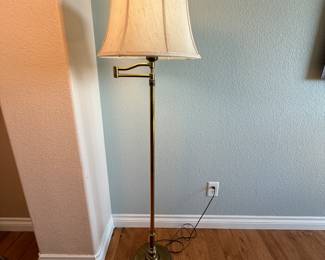 Stiffel Vintage Brass Floor Lamp - Adjustable Height with Shade.