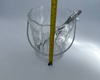 Vintage Glass Ice Bucket with Tongs