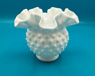 White Hobnail Fenton Glass Vase