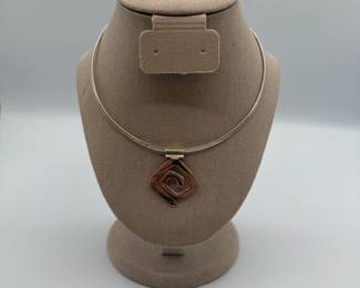 Vintage Sterling Silver Necklace with Spiral Pendant