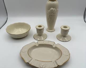 Lenox Vase, Candle Holders, Bowl & Plate.