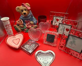 Valentine's Day Collectible Lot - Heart-themed Decor and Memorabilia.
