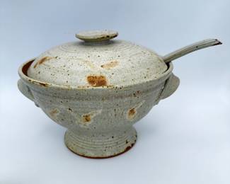 Pottery Soup Tureen with Bread/Crack Server