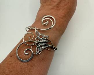 beautiful silver plated, butterfly wrap, necklace, and wrap bracelet