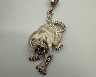 Sterling Silver Tiger Pendant Jewelry