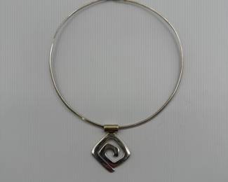 Vintage Sterling Silver Necklace with Spiral Pendant