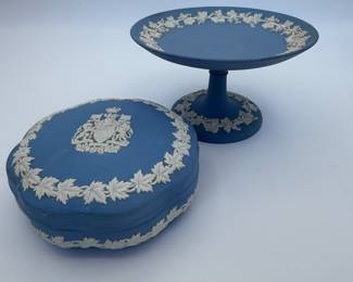 Vintage Wedgwood Jasperware Lot - Cake Stand & Lidded Dish