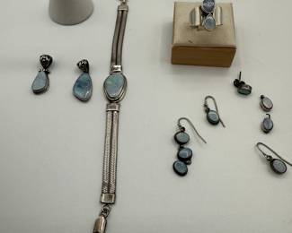 Huge Mother of Pearl and Sterling Silver Jewelry Collection