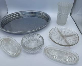 Mixed Lot of Vintage Serving Dishes and Tray