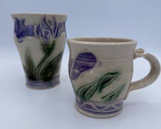 Set of beautiful Iris coffee cups