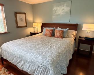 California King Sleigh bed (Simmons Heavenly bed by Westin / no flip needed), box springs and night tables