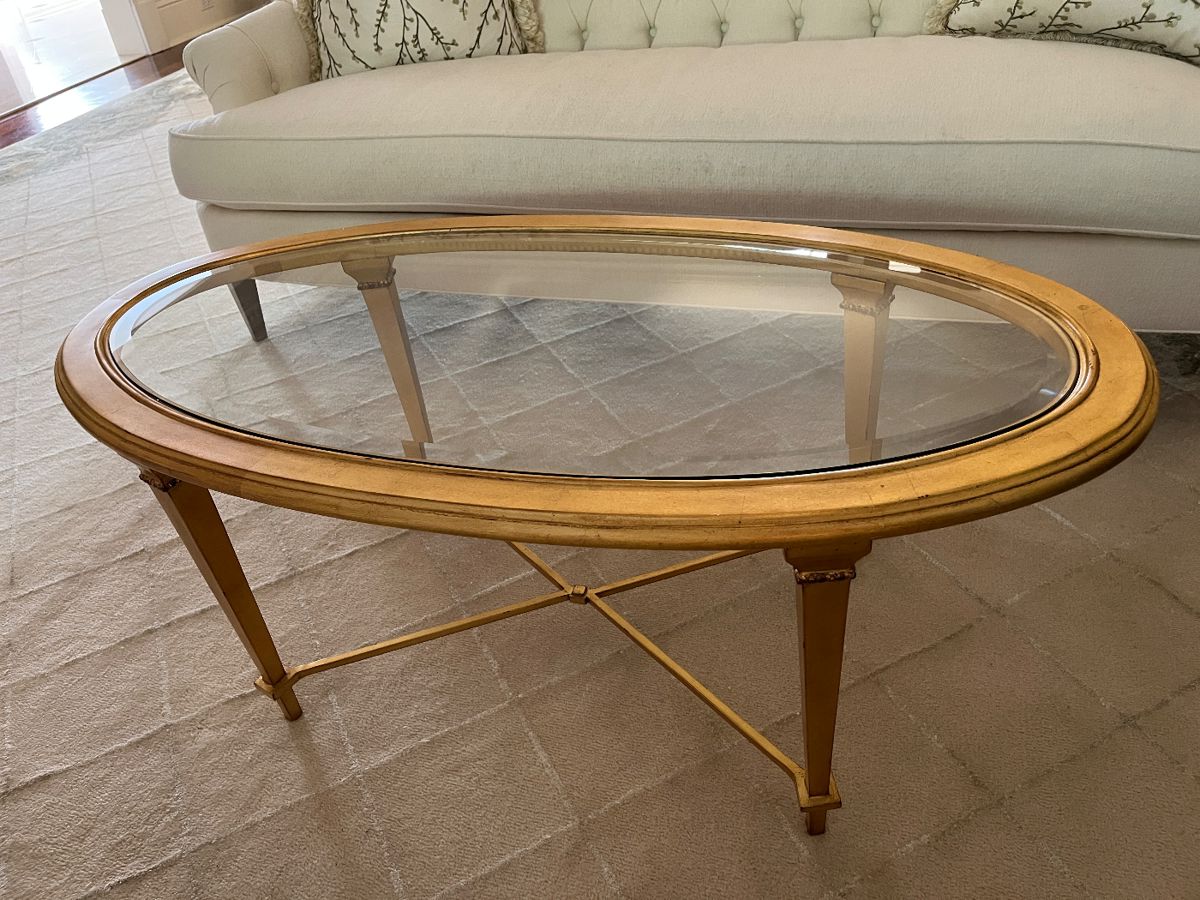 Bristol gold leaf oval cocktail table 46" x 24" x 19"H