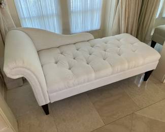 White upholstered chaise (as is - see following photo) 62"W x 26"D x 30"H