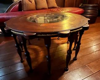 Custom ships wheel wood coffee table 40" diameter x 23"H