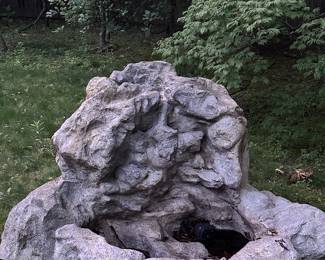 Large scale rock waterfall/pond. Lightweight but sturdy composite material, ready for your backyard!